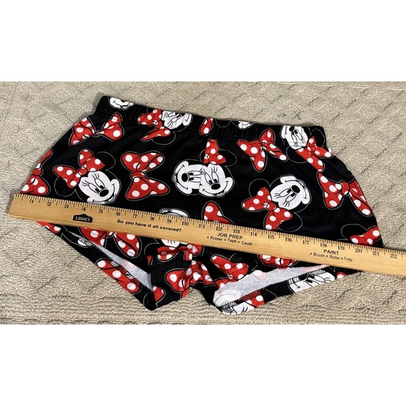Disney Minnie Mouse Shorts Womens Small Black Red Bow Lounge Sleepwear - Picture 5 of 10